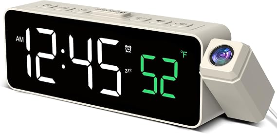 Netzu Projection Alarm Clock for Bedroom Ceiling, Small Digital Clocks