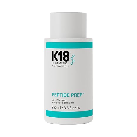 K18 Peptide PrepTM Detox Shampoo - Color Safe Clarifying Shampoo for Build Up Removal - Gently Removes Dirt, Oil + Metals from Hard Water with Activated Charcoal + Salicylic Acid