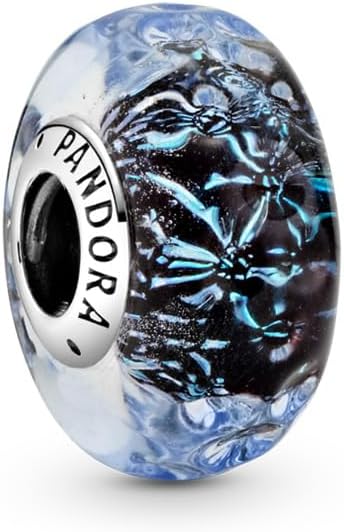 Pandora Colours Wavy Murano Glass Charm, Dunkelblau, Non-Precious Metal, Rhinestone