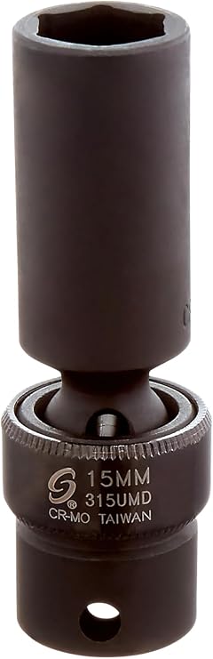 SUNEX TOOLS 315umd 3/8-Inch Drive 15-Mm Deep Universal Impact Socket