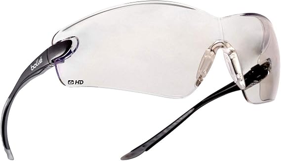 Bolle Cobra Safety Glass, HD Lens, AS/AF, Black Temples