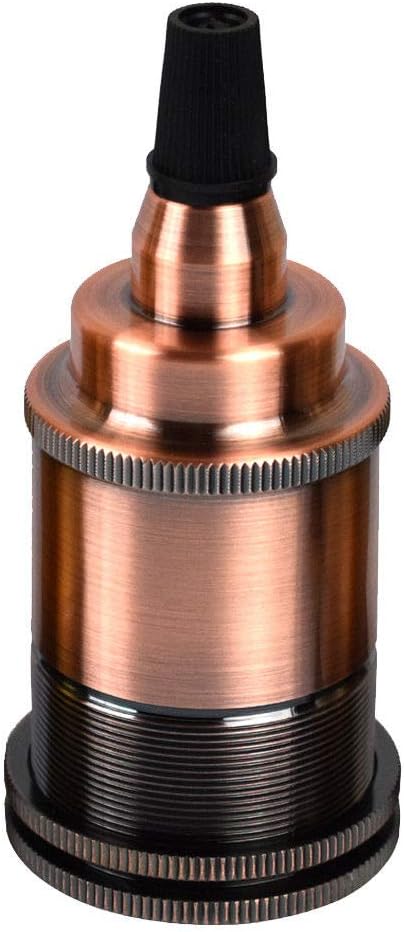 LEDSone DC Voltage E27 Vintage Solid Bulb Socket, E27 Lamp Holder Base, Edison Screw E27 Wall Socket Light Bulb Socket Adapter, AC 120-240V - Copper [Energy Class A]