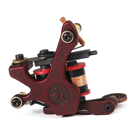 Coil Tattoo Machine Kit with 12 Wrap Copper Liner and Shader, Adjustable Front Regulator System, Alloy Frame, Stable Output,Liner