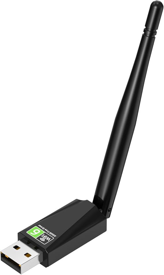 USB WiFi Adapter for Desktop PC, AX600 USB WiFi 6 Adapter with 5GHz/2.4GHz Dual Band, Bulit-in Driver for Windows 10/11 (AX600H)