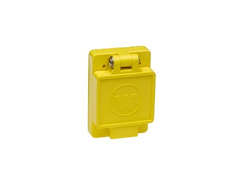 Woodhead 67W07 Watertite Wet Location Locking Blade Receptacle, Single Flip Lid, Female, 2 Wires, 2 Poles, NEMA L2-20 Configuration, Yellow, 20A Current, 250V Voltage