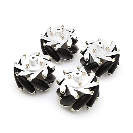 Moebius 60mm Mecanum Wheel 4 Pack Omni All-Directional Wheels with 6mm Metal Hubs for 6mm Motor Shaft for Arduino/Rasbperry Pi DIY Robot Project