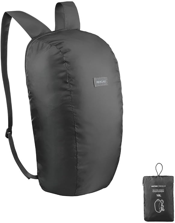 Decathlon Forclaz Outdoor Foldable Backpack - 10 L - Black - Travel Black/Black Single Size