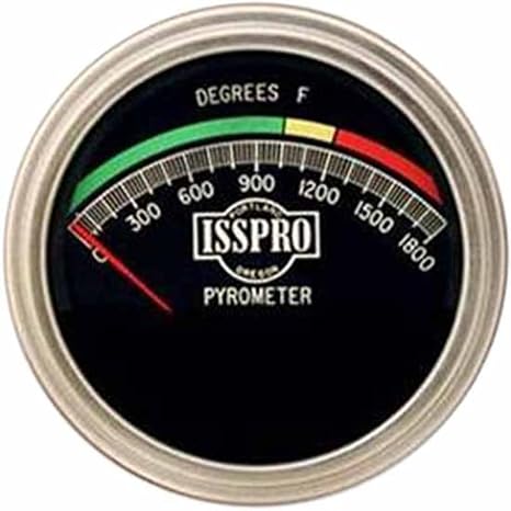 3 Inch Pyrometer 0-1800F, Black Face, Red Pointer | Satin Chrome Bezel, Color-Coded Dial