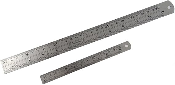 Honbay Stainless Steel Ruler 12 Inch and 6 Inch Double Side Measuring Scale Mark Metal Rule For Office Woodworking Engineering