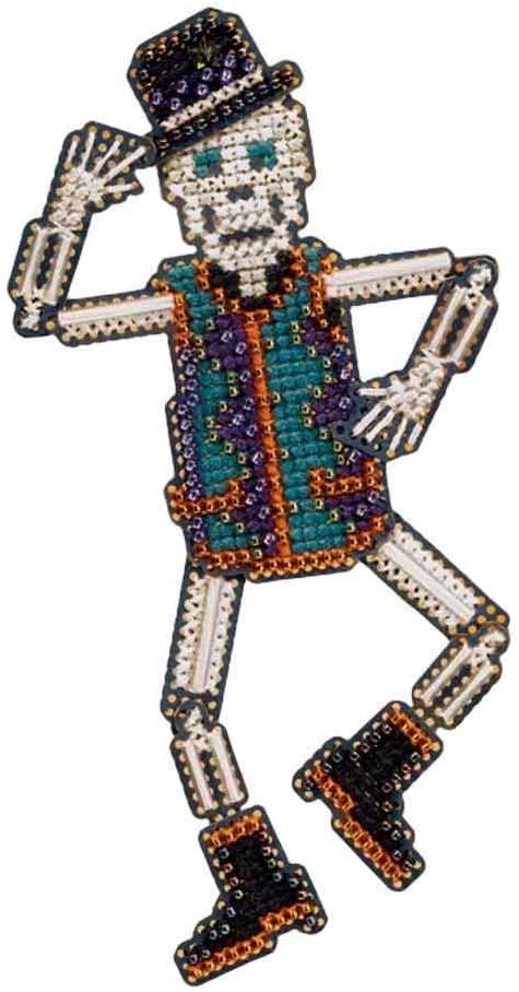 Mr Bones Beaded Counted Cross Stitch Halloween Ornament Kit Mill Hill 2009 Autumn Harvest MH18-9205