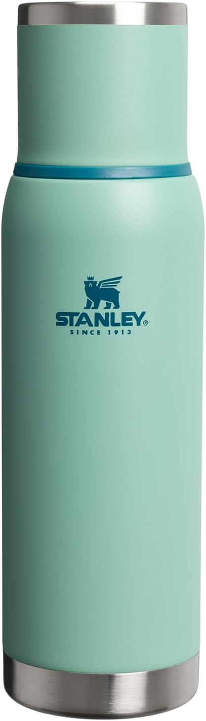 Stanley Adventure-To-Go Vacuum Bottle 1.1 qt | Wide Mouth with Leakproof Cup Lid | Keep Drinks Hot or Cold | Packable for Travel | Insulated Stainless Steel Thermal Bottle | BPA-Free | Spring Green