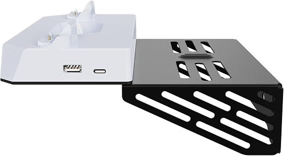 Wall Mount Kit for PS5/for PS5 Slim Disc & Digital with Charging Station,Dual Controller Charger and Headphone Hanger,Wall Mount Kit Compatible with PlayStation 5 Controller, White, Digital