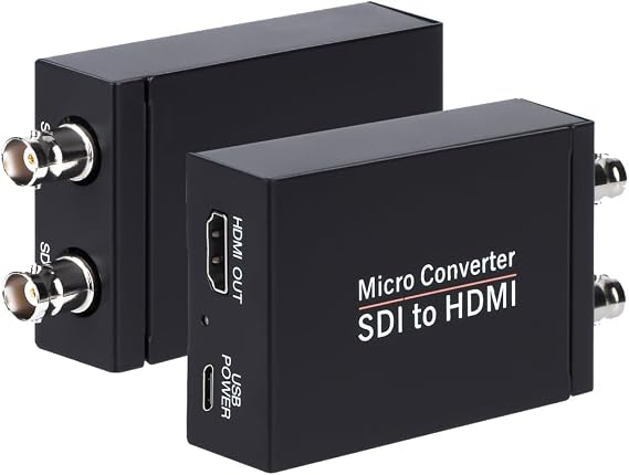 Anber-Tech SDI to HDMI Converter, SDI to HDMI Audio De-embedder Support 3G-SDI, HD-SDI, SD-SDI Auto Format Detection and Stereo Audio De-embedder, SDI Loopout (Black)