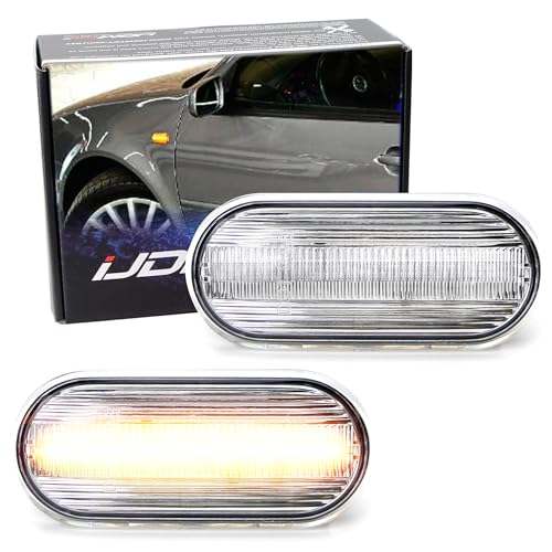 iJDMTOY Clear Lens Amber Full LED Front Side Marker Light Kit Compatible With Volkswagen MK4 Jetta GTI R32 Beetle etc., Powered by 15-SMD LED, Replace OEM Sidemarker Lamps
