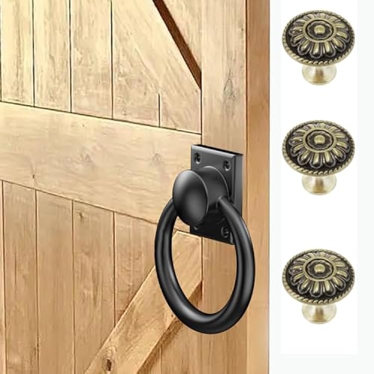 trust4care Sliding Barn Gate Door Handle Plus Antique Brass Cabinet Knobs