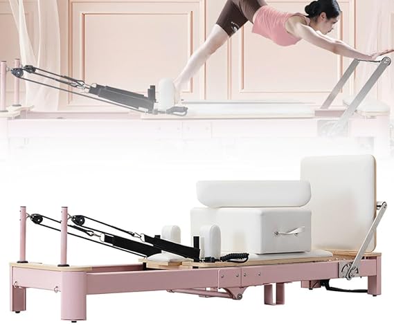 Pilates Reformer Machine, Folding Pilates Machine and Equipment with 6 Springs, Multipurpose Accessories, Aluminum Alloy, Commercial and Home Gym Training Equipment