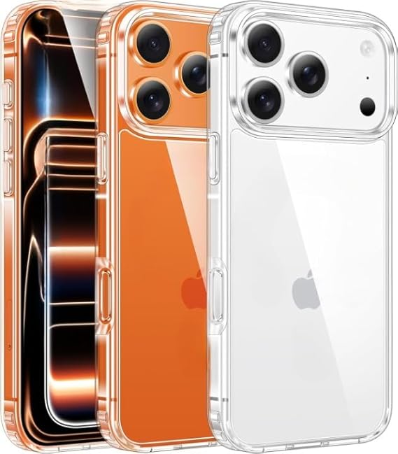 [SARARMAZ] iPhone 17 Pro Max ile uyumlu Crystal Clear Mika Darbe Emici Şeffaf Kılıf (Şeffaf Mika Sararmaz, iPhone 17 Pro Max)