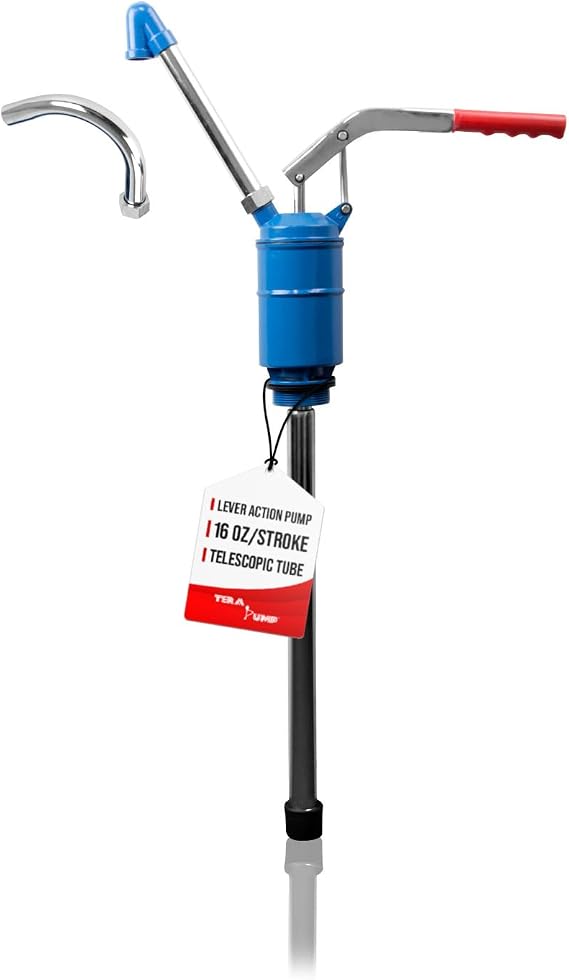 TERAPUMP TRLEVER100 Lever Action Drum Pump | High Viscosity, Hand-Operated
