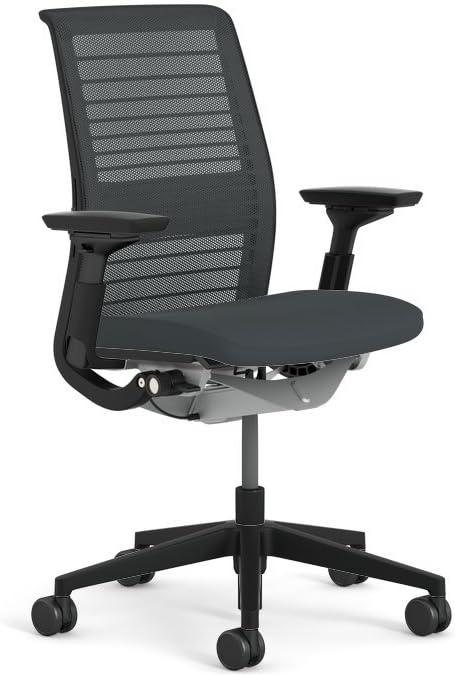 Steelcase Think Chair - Sophisticated, Multi-User Chair - Five Points of Adjustability - Ergonomic Office Chair - Spine Comfort - Lumbar Support - Adjustable Arms - 3D Licorice Mesh Fabric Chair