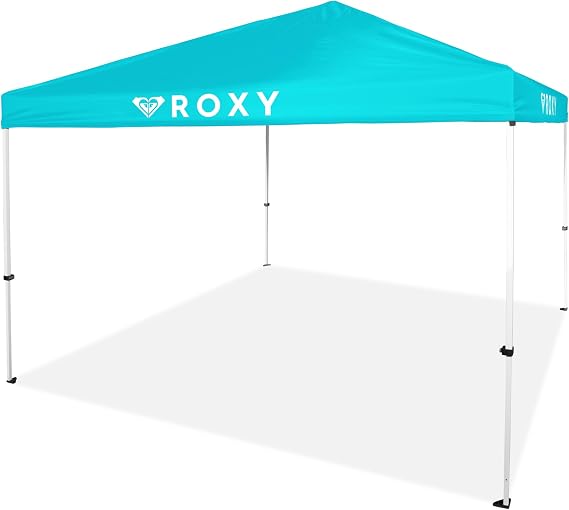 Roxy 10x10 Pop Up Canopy UPF 50+ Outdoor Beach Tent with One-Push Setup Portable Shade Shelter for Beach, Tailgate, Festivals, Camping Water-Resistant Folding Gazebo with Wheeled Bag