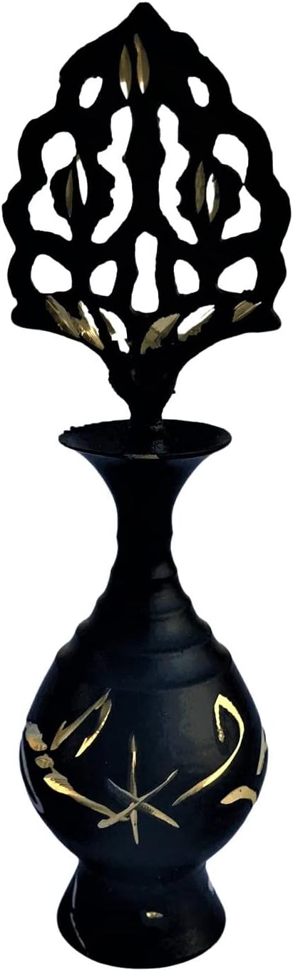 Brass Surmedani Surma Holder Kohl Kajal Applier with Surma (Black)