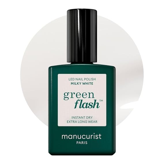 Manucurist Green Flash LED Gel Nail Polish Vegan 12-Free, Plant-Based (61%) Gel Polish Made in France 0.5 fl oz (MILKY WHITE)