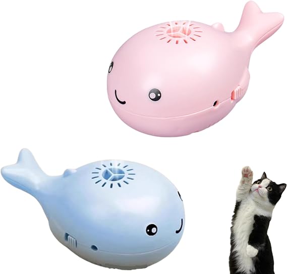 Upgrade Whale-Shaped Floating Cat Toys, Electric Floating Small Soccer Keep Kitten Entertained, Whale Float Fat Toy, Interactive Cats Floating Ball Toy with Built-in Fan (Mix)