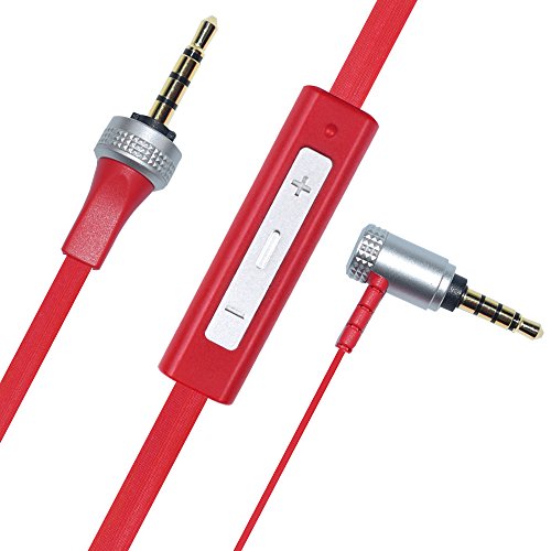 Sqrmekoko Inline Mic Volume Control Aux Audio Cable Compatible with Sony MDR-X10 MDR-XB920 MDR-X910 Headphones Red