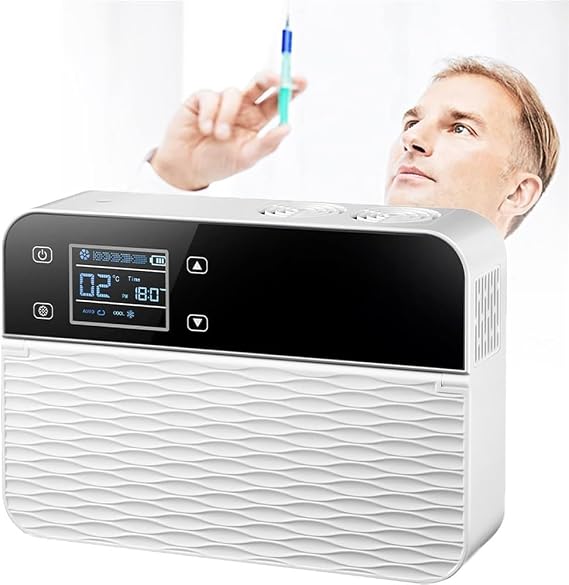 Insulin Cooler Case Diabetic Cooler Box Mini Drug Refrigerator Keeping Cooling 0-18C Portable car Insulin Cooler Box with Alarm, Battery Pack & USB