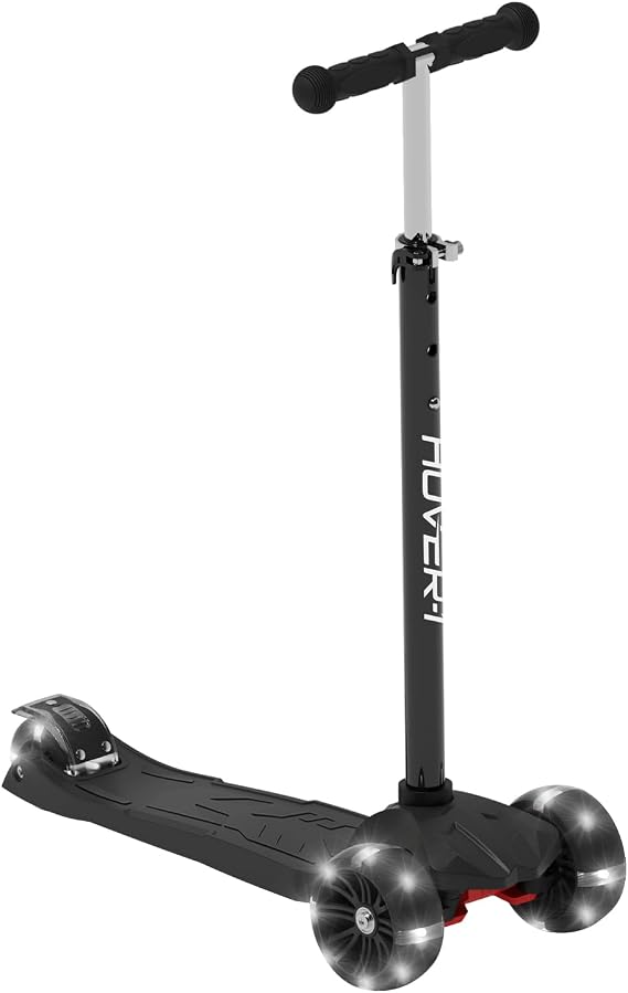 Hover-1 Solaris Kick Scooter with Multicolor Wheel Lights, 4.5 Front Wheels, Rear Foot Brake, and 110 Pound Weight Capacity