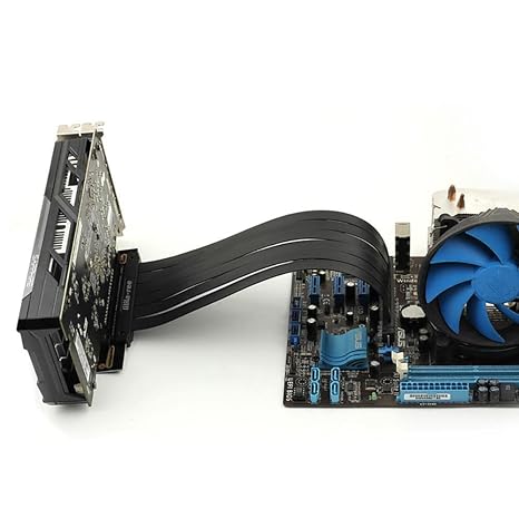PCIe 3.0 x16 Riser Cable 20cm 90 Degree Right Angle PCI-E Extension Card for GPU Vertical Mount, High Speed Flexible Graphics Card Extender for PC Gaming Case, Black