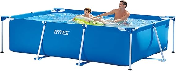 Genuine Intex 28271 Rectangular Frame, Pool, 102.0 x 63.0 x 25.6 inches 260 x 160 x 65 cm, Reinforced Vinyl, 3-Layer Structure, Large Pool, Special Cover Included