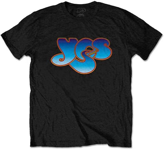YES T Shirt Classic Blue Band Logo Official Mens Black Size M