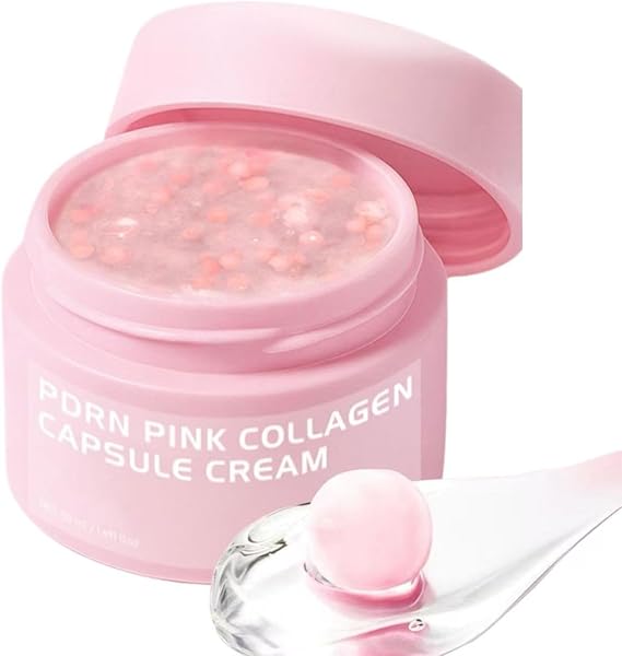 Salmon DNA PDRN Pink Collagen Capsule Cream-Collagen Capsule Face Moisturizer,Anti Aging Face Cream,Pink Niacinamide Serum,Colla gen-Boosts Skin Barrier Hydration,Korean Skin Care