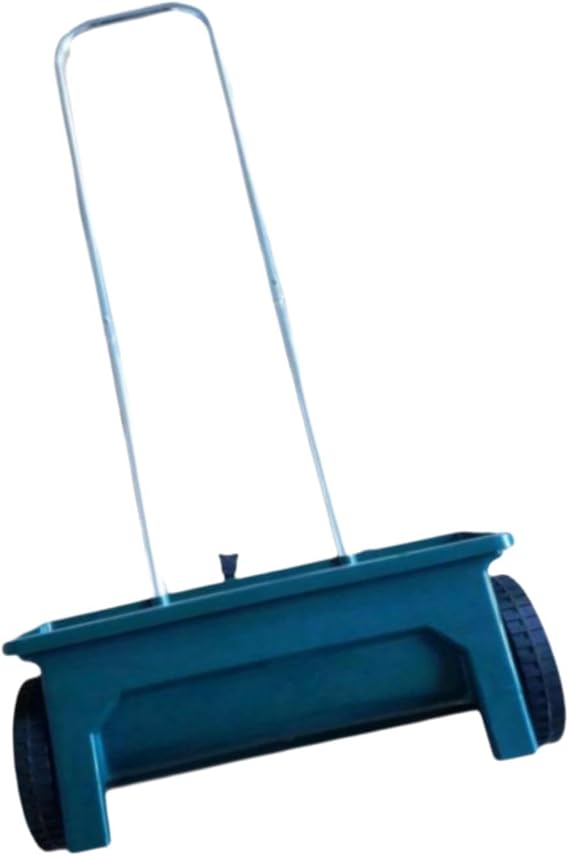 misppro Hand Push Seed Spreader Walk Behind Push Drop Spreader, Seed Planter Tool, Garden Seeder for Lawn, Farm, Yard, 22.44x7.48x42.52 Inch, Blue