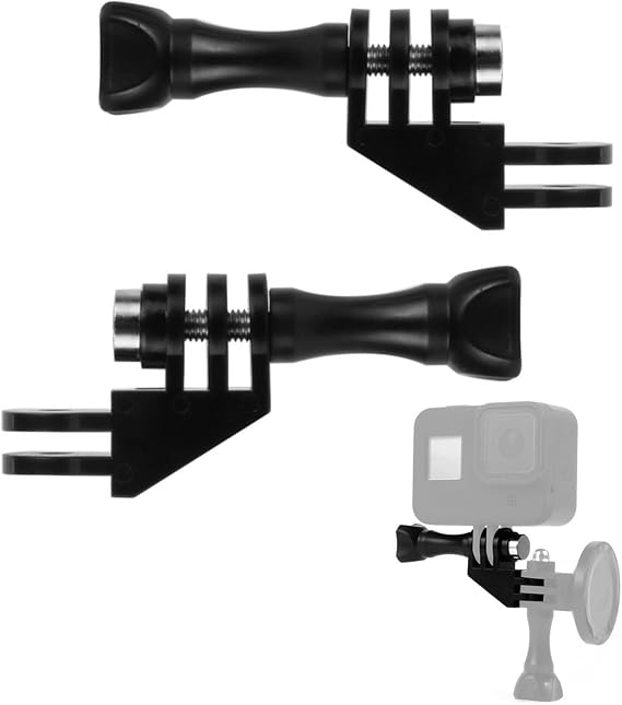 90 Degree Vertical Bracket Adapter Elbow Mount, 2 Pack Direction Adapters with Long Thumb Screws for Gopro Hero 13/12/11/10/9/8/7/6/5 Black, for Insta360, for DJI Osmo Action