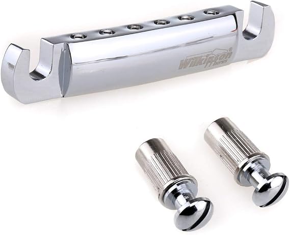 Wilkinson 51.5mm (2-1/32 inch) String Spacing Tune-o-matic Stop Tailpiece for Gibson/Epiphone Les Paul Style Guitar, Chrome