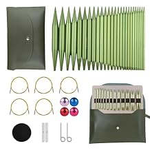4-inch Knitting Needles Set, 13 Pairs Interchangeable Circular Knitting Needles Set Aluminum 3-10mm with 6 Cables, Knitting Accessories and Case, Green