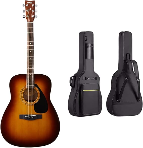 Yamaha F310 – Full Size Steel String Acoustic Guitar – Traditional Western Body & CAHAYA 40 41 Inch Acoustic Guitar Bag Waterproof Guitar Case Gig Bag 8MM Padding, Black Soft Case, CY0152
