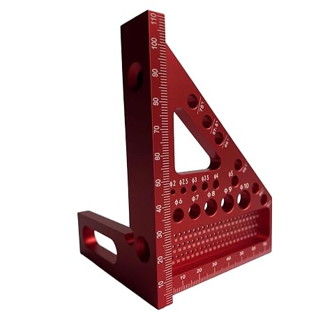 Precision Woodworking Square Set, 3-in-1 Combination Square with T-Square and Speed Square - Red Aluminium Alloy Measuring Tool for Marking, Layout, Angle Measurement, and Carpenter Tools