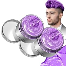 2 Bottles Temporary Purple Hair Color Wax, Washable Natural Hair Dye for Women, Men Party Cosplay Halloween