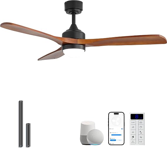 Sofucor 52" Smart Ceiling Fan with Lights and Remote Solid Wood