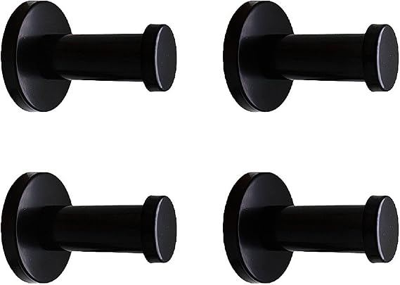 Classic Black Stainless Steel Single Super Heavy Duty Wall Mount Hook, Bath Towel Hooks, Coat Hanger (2", 4 PCS)