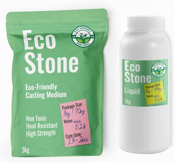Eco Stone Casting Resin Kit Non-Toxic Plaster of Paris Alternative Fast Curing & Demolding, Water-Based Formula for DIY Easy to Use Acrylic Resin Powder Kit (3.6kg, 7.5lbs)