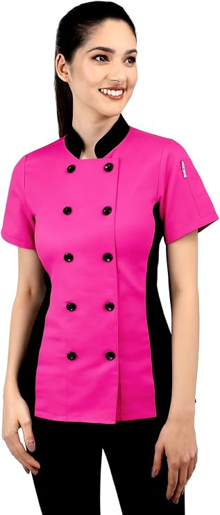 Short Sleeves side Mesh Vented Chef Coat Jacket Uniform for Women Food Service, Caterers, Bakers and Culinary Professional