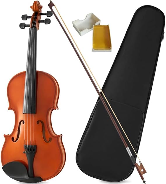 4/4 Full Size Beginner Violin Acoustic Fiddle Set for Adults, Teens, and Students (Age 12+), with Case, Bow, Bridge, and Rosin (Brown)