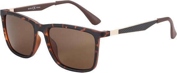 ZENOTTIC Polarized Sunglasses for Men Rectangle Ultralight Carbon Fiber Frame UV400 Protection Classic Sun Glasses for Driving Fishing Golf Sports