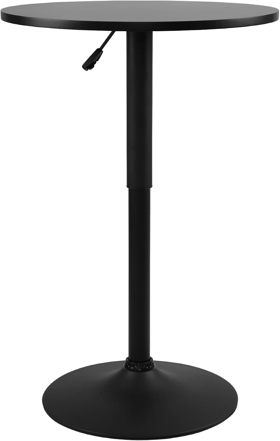 NOBPEINT Round Pub Table, Height Adjustable Bar Table 25-35 inches, 360 Swivel Black Table Top, with Black Chassis