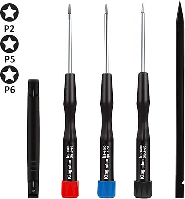Kingsdun 5in1 Pentalobe Screwdriver Set,Star 5-Pointed Pentalobe P2 P5 P6 Screwdriver with 2 Opening Pry Tools for iPhone and Macbook Repair