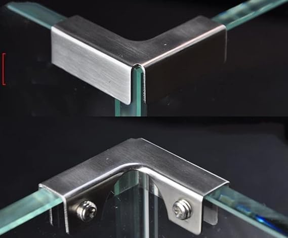 Glass Fixing Clips - 6-9mm Reinforced Clips [2 pcs] - Silver - Modern Style - Shelf Brackets